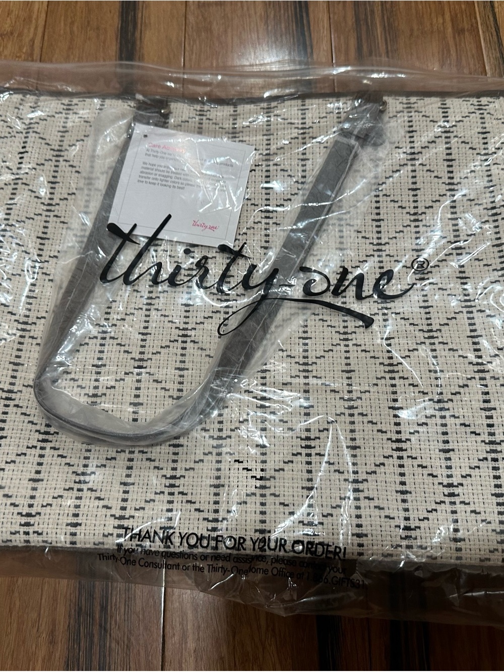 Thirty -one Beige and Black Patterned Tote